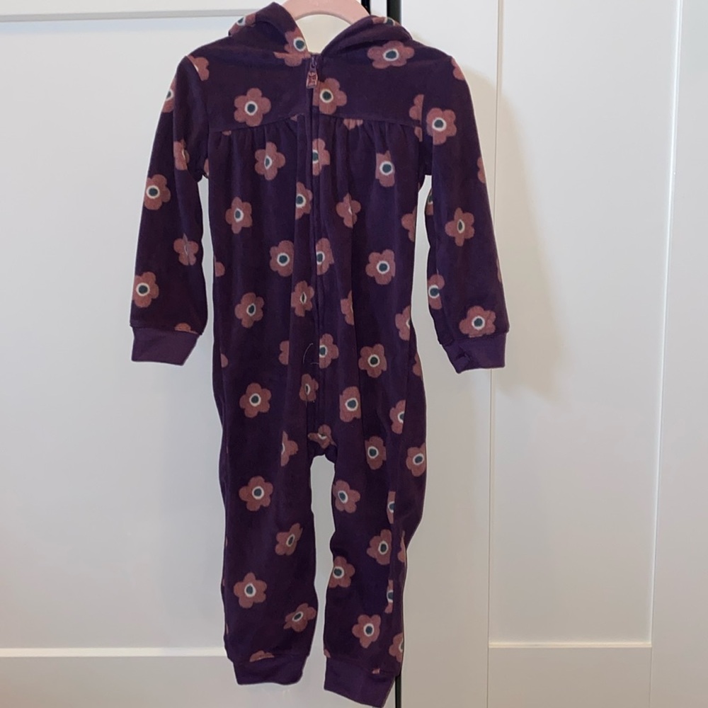 24m Purple Floral Fleece Carters Onesie Zipup